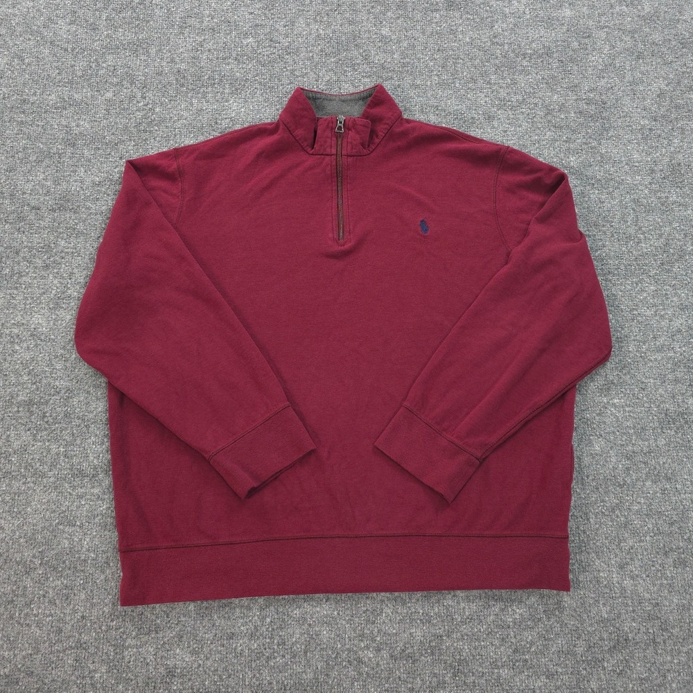 Polo Ralph Lauren Sweatshirt Mens Extra Large Red Performance 1/4 Zip Golf Prep